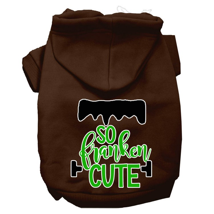 So Franken Cute Screen Print Dog Hoodie Brown XXXL